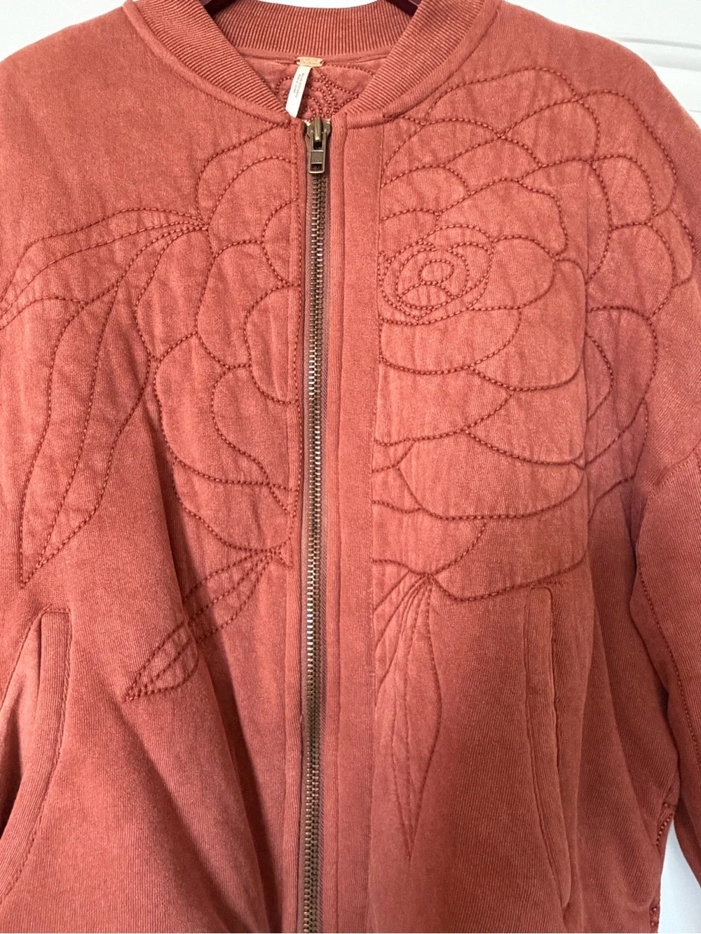 NWOT Free People Rose Zip Up Sweatshirt in Cinnamon Stick